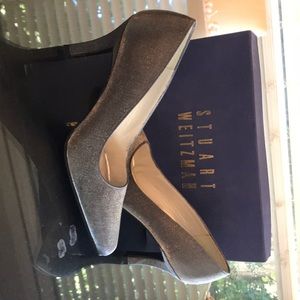 Stuart Weitzman Grey Satin Pump